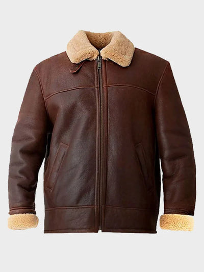 Mens Brown Aviator Shearling Jacket