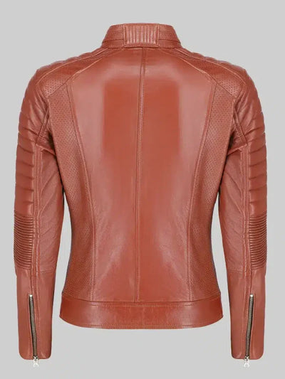 Women’s Brown Biker Real Leather Jacket