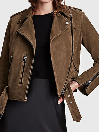 Women’s Dark Brown Suede Leather Jacket