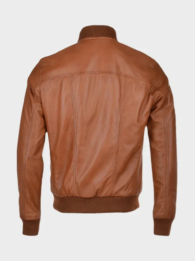 Mens Waxed Brown Bomber Jacket