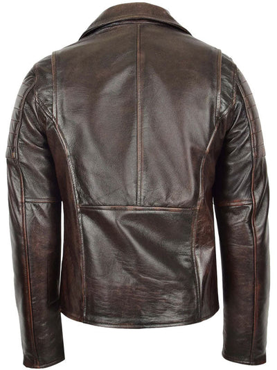 Men Biker Leather Brown Jacket
