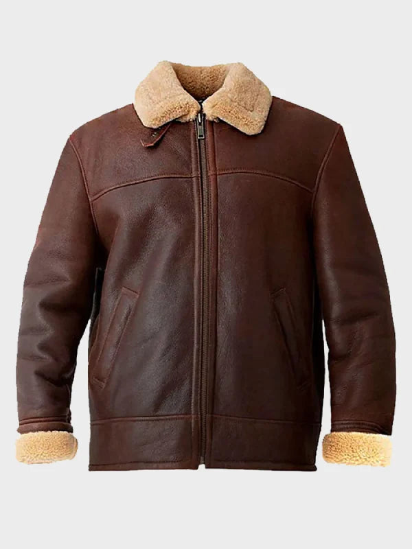Mens Brown Aviator Shearling Jacket