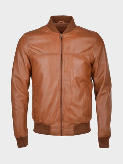 Mens Waxed Brown Bomber Jacket