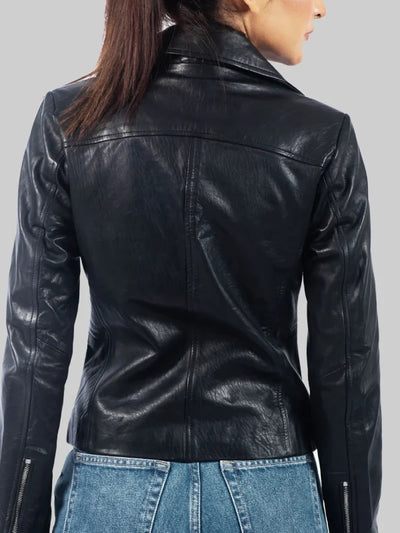 Women’s Black Biker Leather Jacket