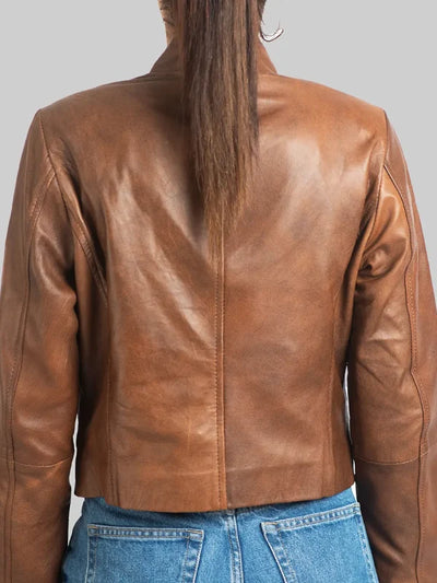 Women’s Brown Distressed Leather Jacket