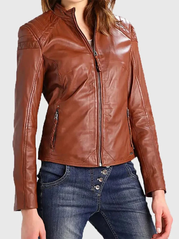 Women’s Cognac Leather Jacket