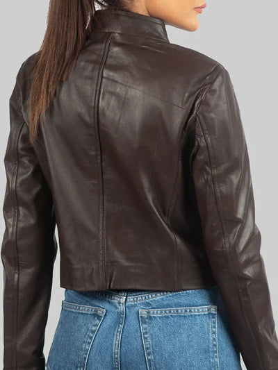 Women’s Dark Brown Leather Biker Jacket