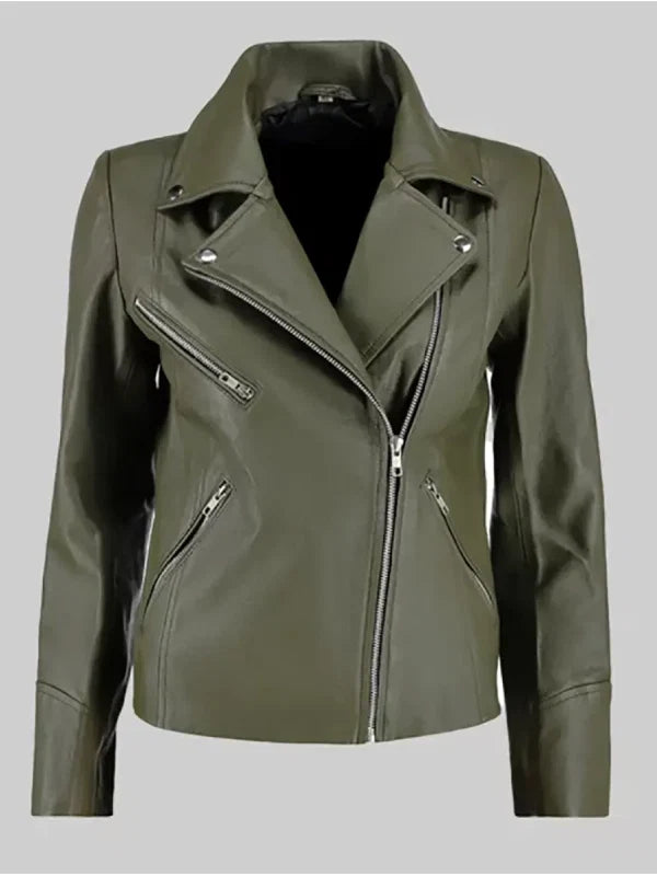Women’s Green Asymmetrical Rider Jacket