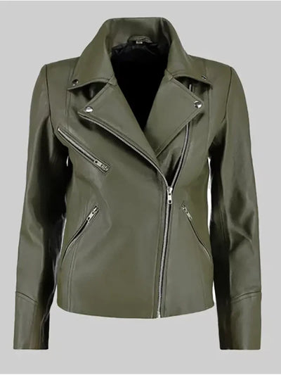 Women’s Green Asymmetrical Rider Jacket