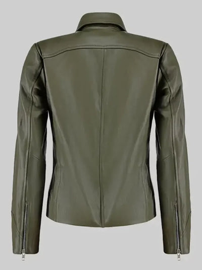 Women’s Green Asymmetrical Rider Jacket