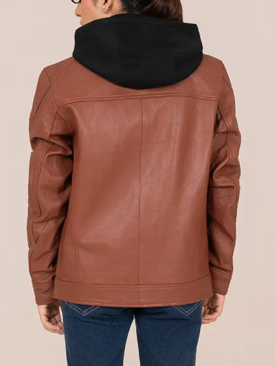Women’s Brown Leather Biker Jacket