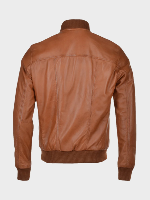 Brown Bomber Waxed Leather Jacket For Men’s