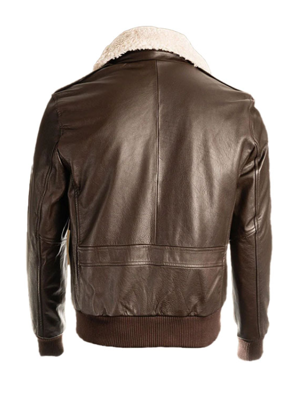 Brown Pilot Shearling Bomber Leather Jacket For Men’s