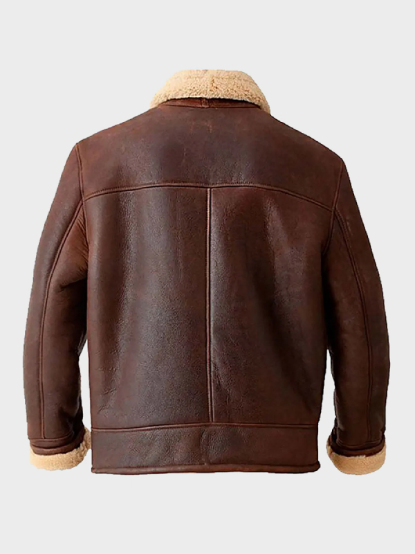 Mens Brown Aviator Shearling Leather Jacket