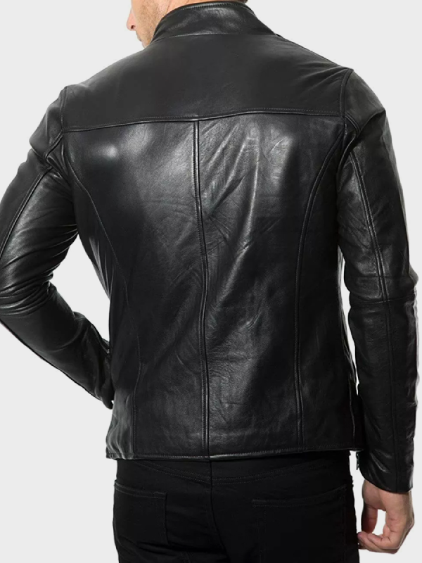 Mens Café Racer Leather Black Jacket