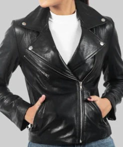 Women’s Black Biker Leather Jacket