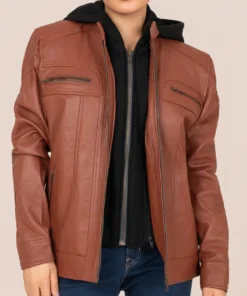 Women’s Brown Leather Biker Jacket