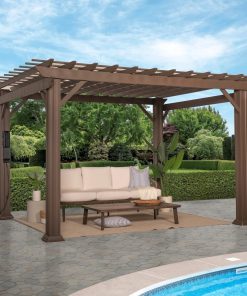12 x 10 Ashford Traditional Steel Pergola With Sail Shade Soft Canopy