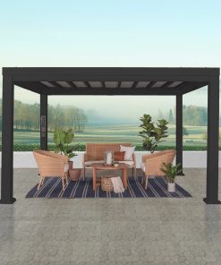 12×10 Trenton Modern Steel Pergola With Sail Shade Soft Canopy