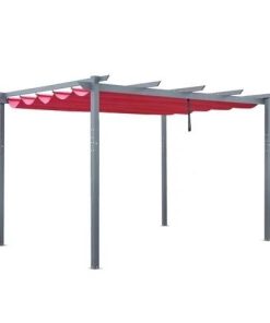 Aleko Aluminum Outdoor Retractable Canopy Pergola – 13 x 10 Ft – Burgundy Color PERGBURG10X13-AP